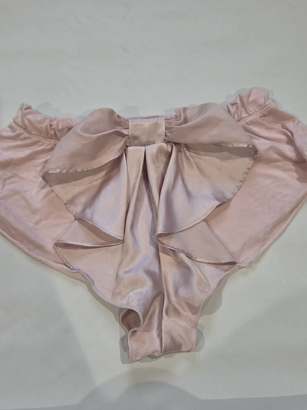 Victoria's Secret Y2k Pale Pink Satin Bow Hipster Cheeky Shorts